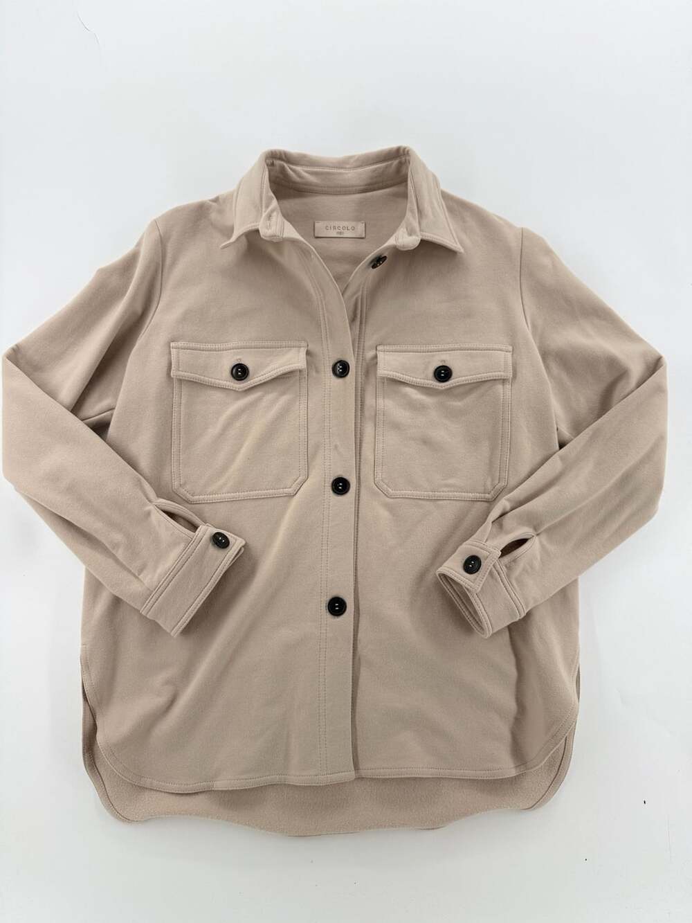 Circolo 1901 Women Italy 44 US 8 Beige Cotton Stretch Shacket Overshirt Jacket